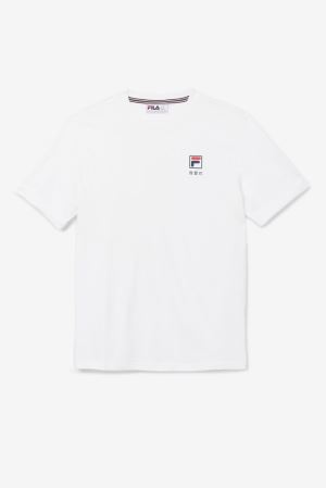 FILA Kildare Tee Shirts White / Navy / Red,Mens Clothing | CA.KWTUZJ427